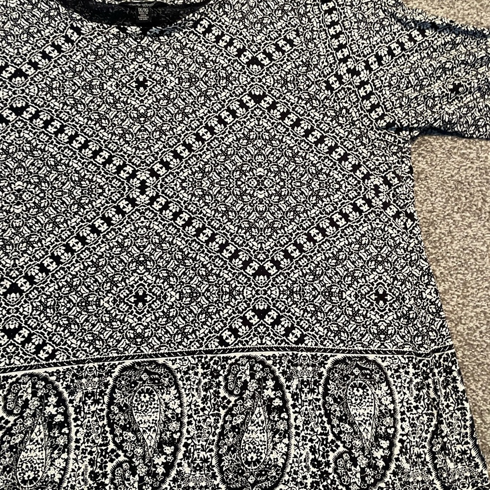 Lucky Brand Black and White Patterned Women's Top